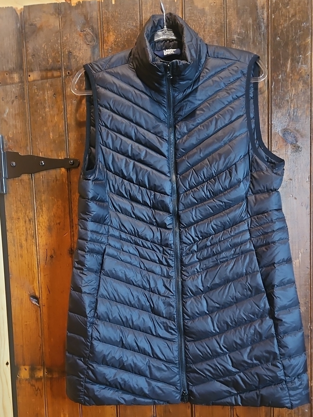 Lands' End Women's Black Quilted Lightweight Long Vest